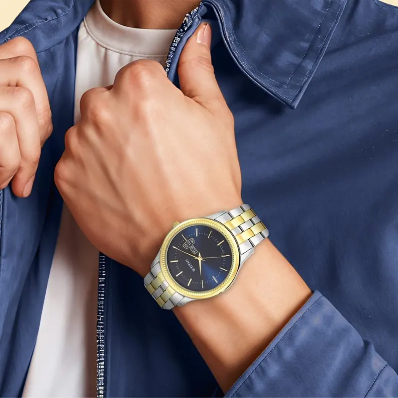Titan Trendsetter Chic Blue Dial Two-Tone Men's Watch | 1824BM03