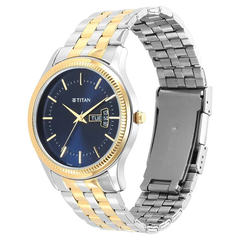 Titan Trendsetter Chic Blue Dial Two-Tone Men's Watch | 1824BM03