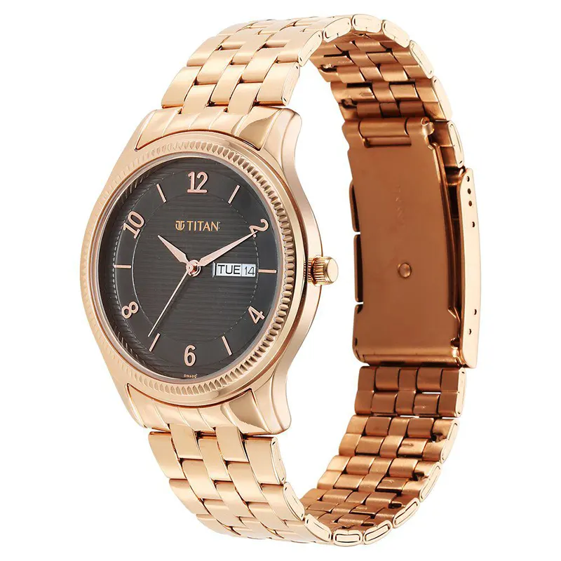 Titan 1824WM01 Karishma Brown Dial Rose Gold-tone Men's Watch