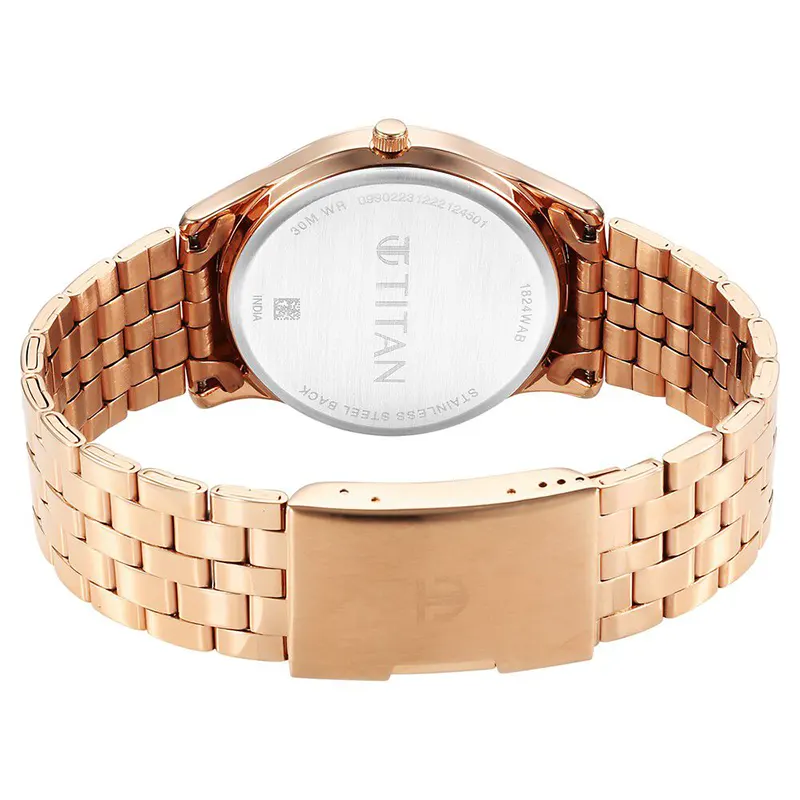 Titan 1824WM01 Karishma Brown Dial Rose Gold-tone Men's Watch