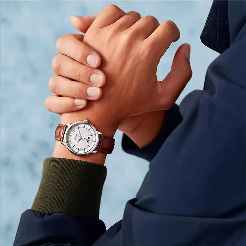 Titan Karishma Silver Dial Brown Leather Strap Men's Watch | 1825SL15