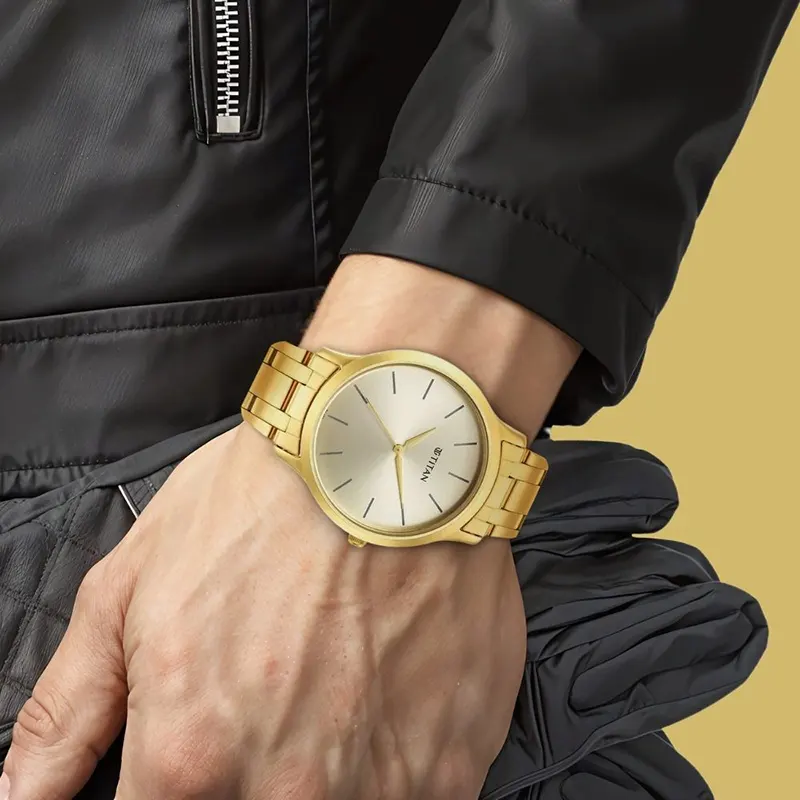 Titan Karishma Radiance Champagne Dial Men's Watch | 1825YM08