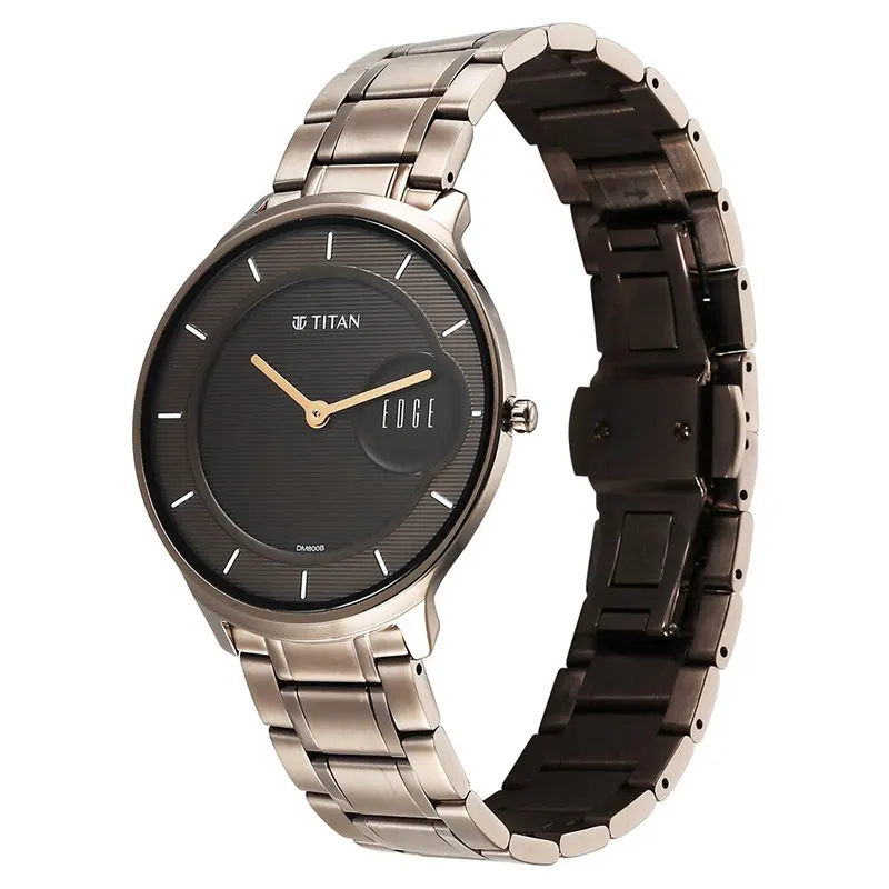 Titan Edge Slim Brown Dial Stainless Steel Men’s Watch | 1843QM02