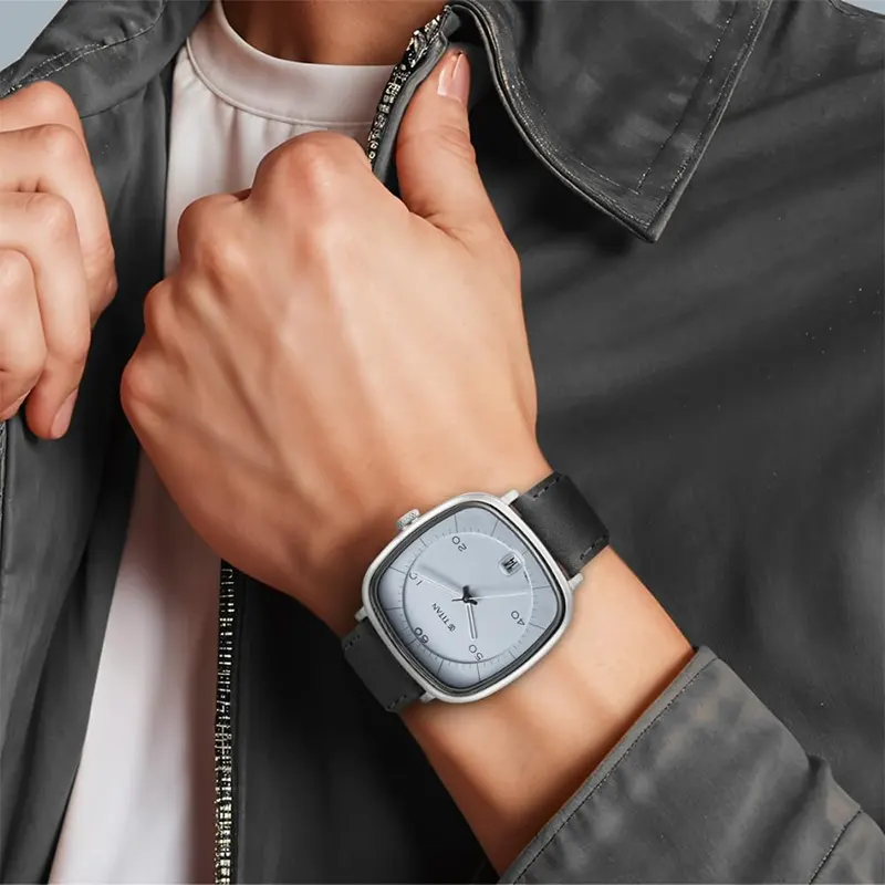 Titan Neo Curve Light Blue Dial Leather Strap Men's Watch | 1885SL01