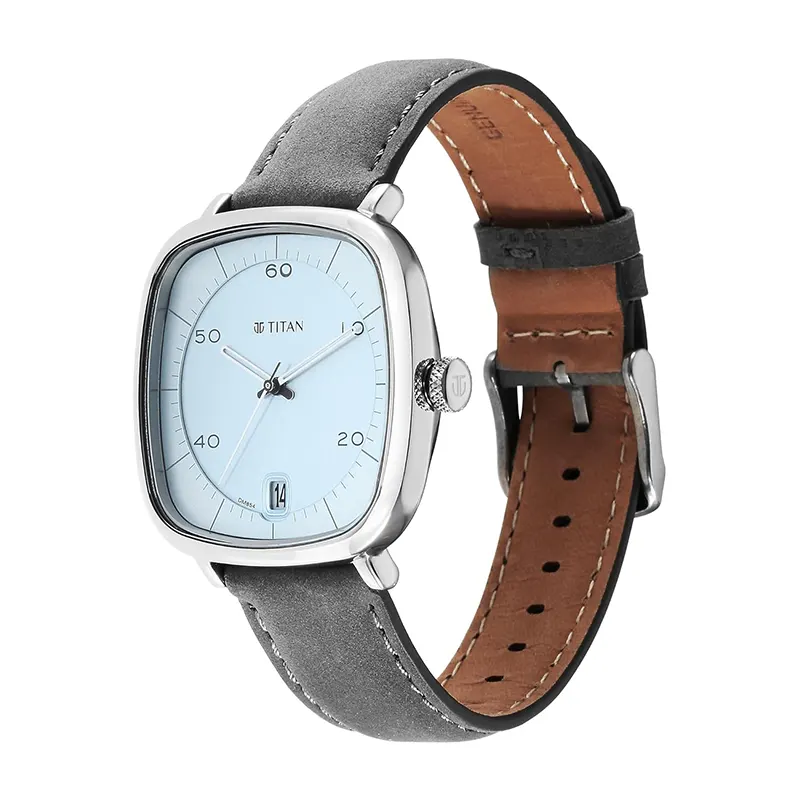 Titan Neo Curve Light Blue Dial Leather Strap Men's Watch | 1885SL01