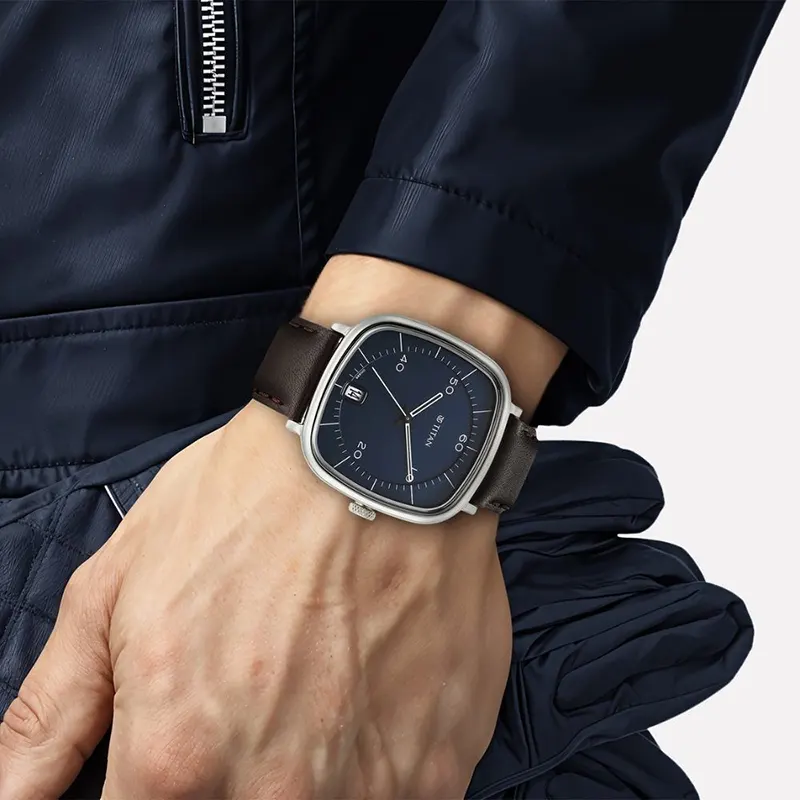 Titan Neo Curve Blue Dial Brown Leather Strap Men's Watch | 1885SL03