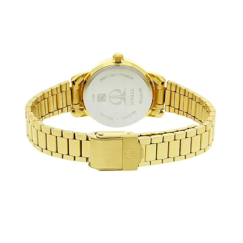 Titan Karishma 2572YM01 White Dial Gold-Tone Ladies Watch
