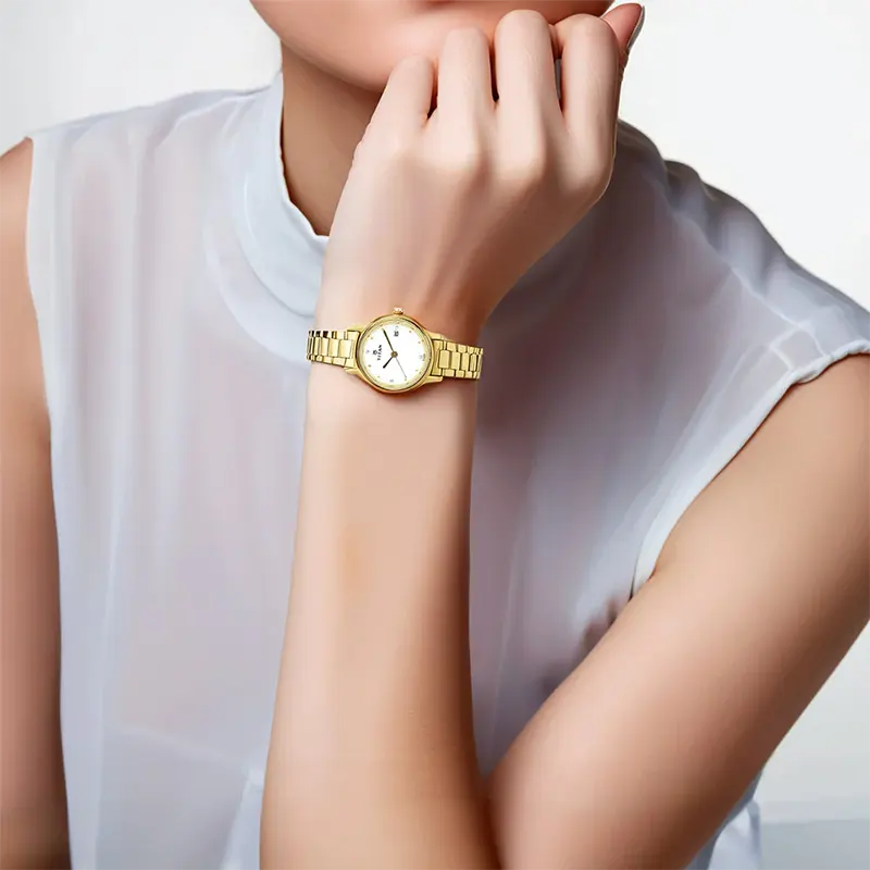 Titan Karishma 2572YM01 White Dial Gold-Tone Ladies Watch