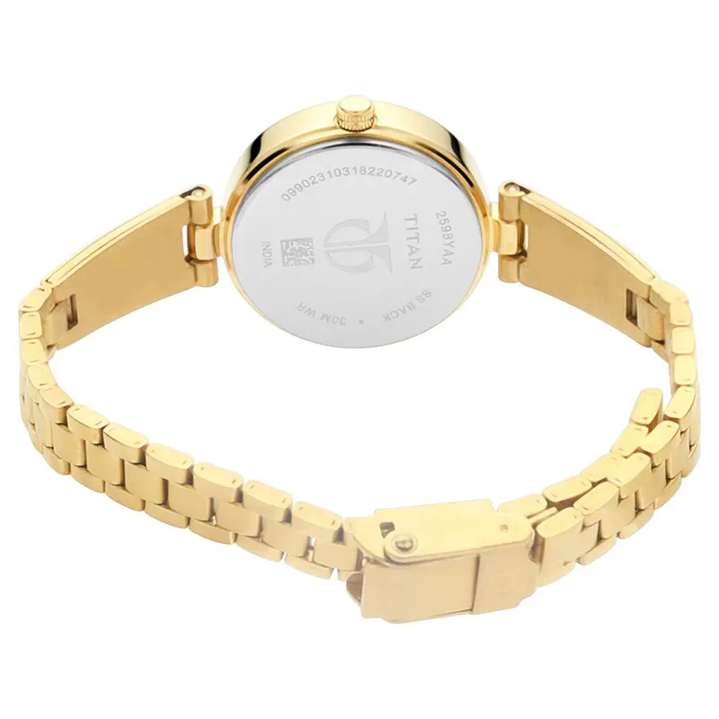 Titan Lagan 2598YM02 Silver Dial Gold-Tone Ladies Watch