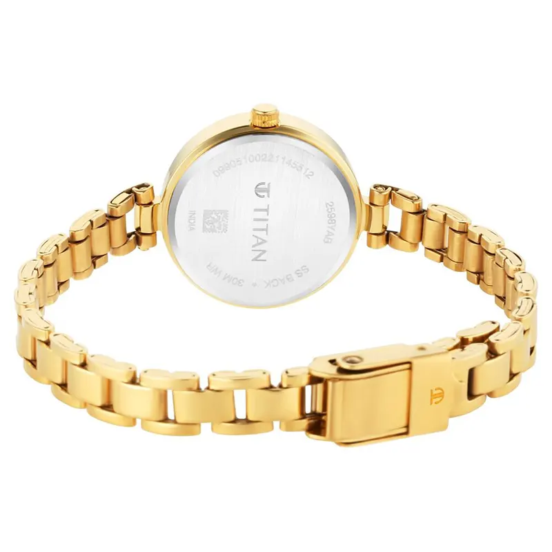 Titan Lagan Silver Dial Gold-Tone Ladies Watch | 2598YM04