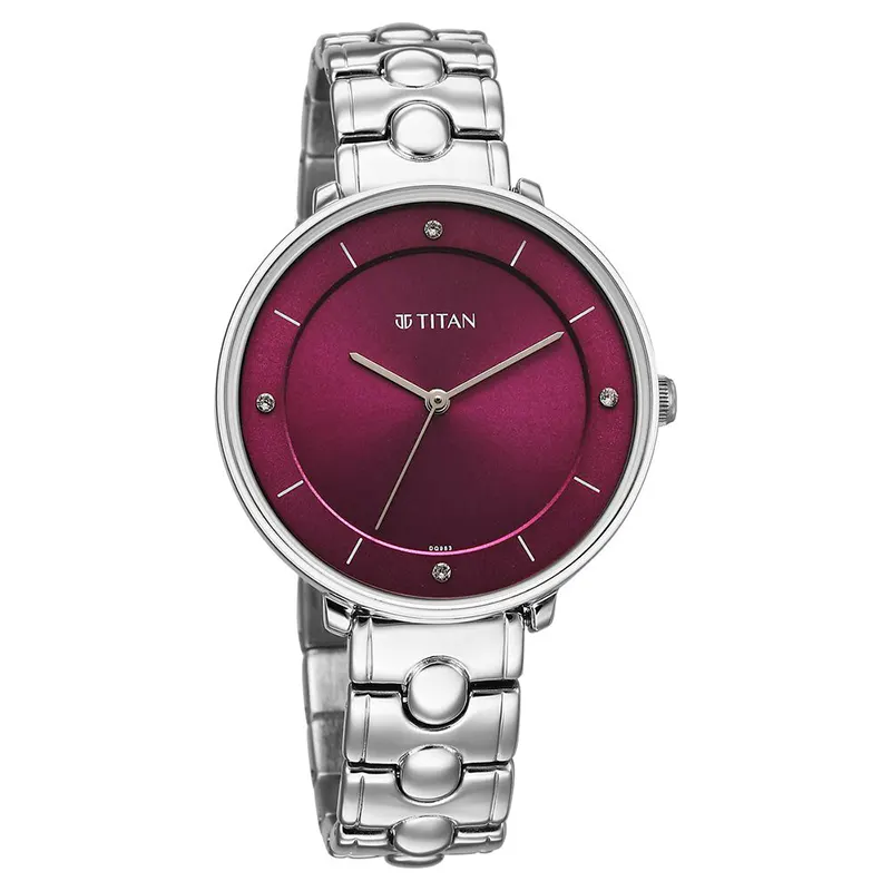 Titan Workwear Maroon Dial Ladies Watch | 2651SM09