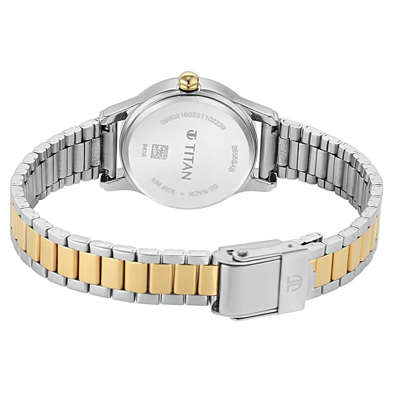 Titan Lagan White Dial Two-Tone Ladies Watch | 2656BM01