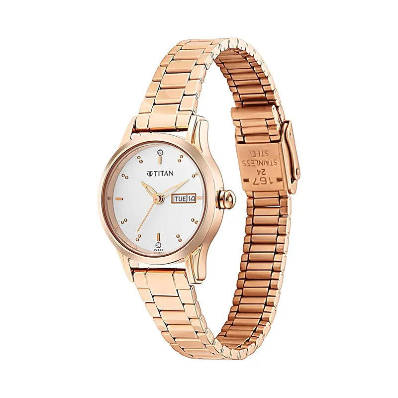 Titan Lagan 2656WM01 White Dial Rose Gold-Tone Ladies Watch