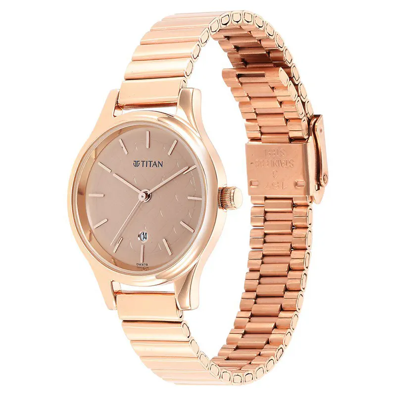Titan Karishma Brown Dial Rose Gold-Tone Ladies Watch | 2679WM01