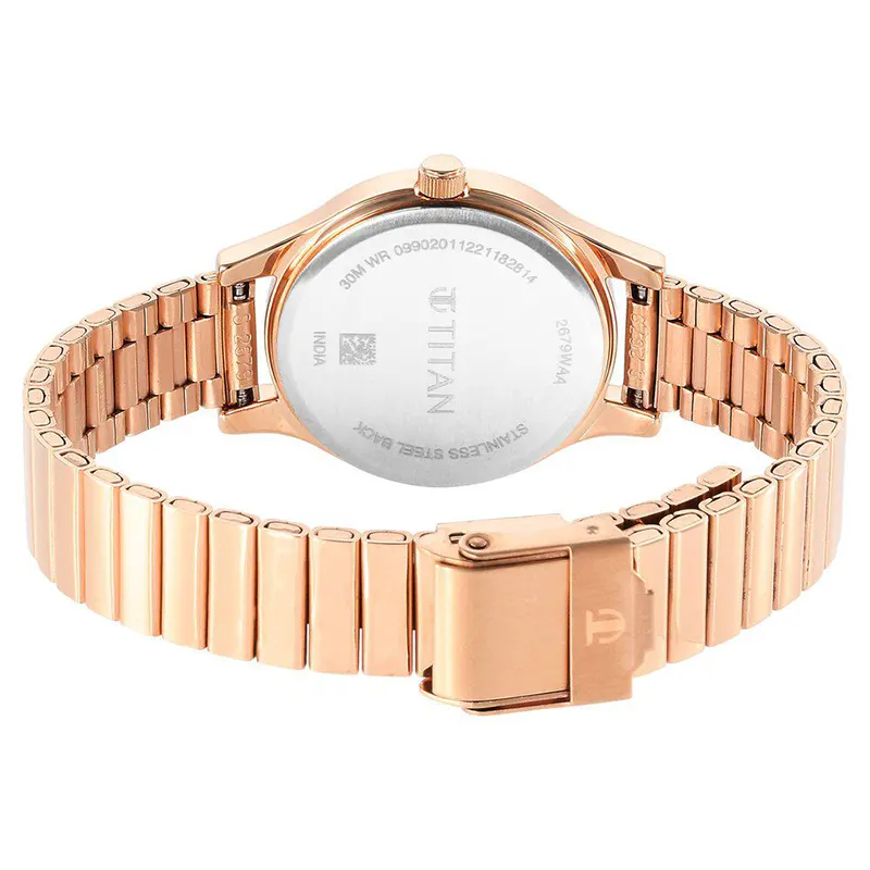 Titan Karishma Brown Dial Rose Gold-Tone Ladies Watch | 2679WM01