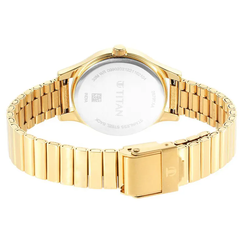 Titan Karishma Beige Dial Gold-Tone Ladies Watch | 2679YM01
