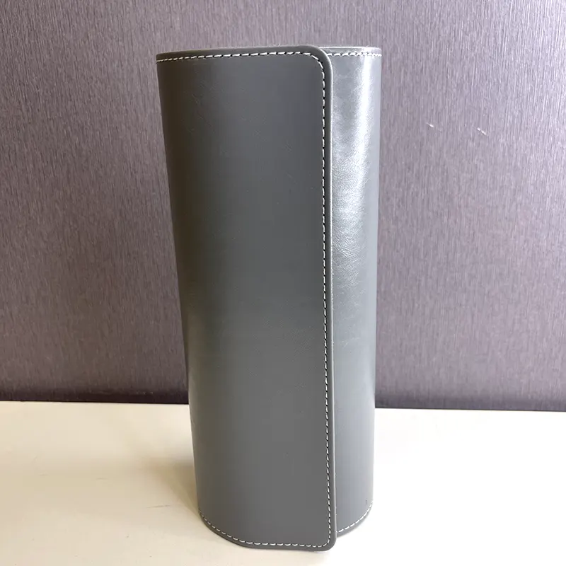 3 Slots Premium Grey Leather Watch Roll Case