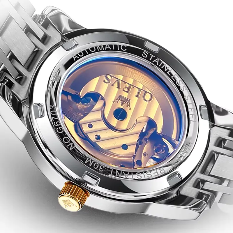 Olevs 6703 Multifunction Gold Dial Automatic Men's Watch