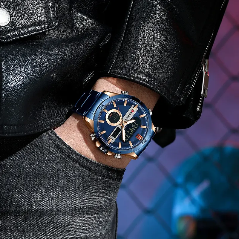 Curren Sport Dual Time Blue Dial Men's Watch | 8384