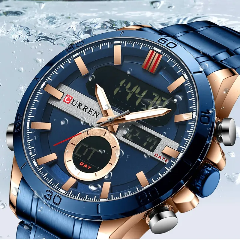 Curren Sport Dual Time Blue Dial Men's Watch | 8384
