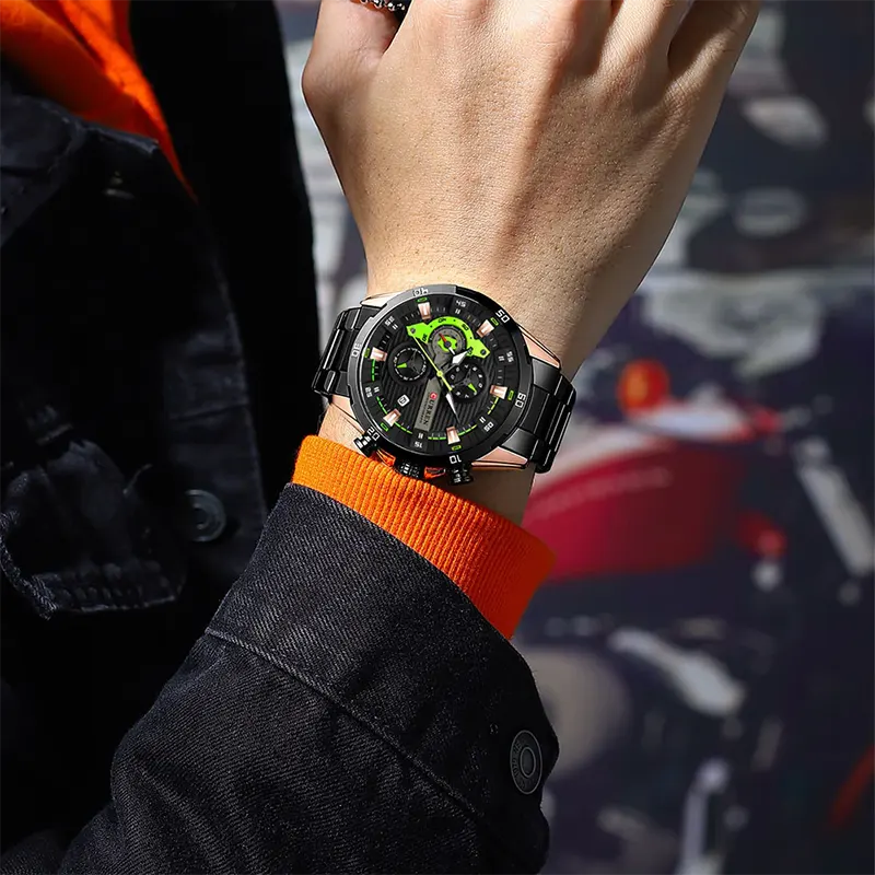 Curren Luxury Black Green Dial Men’s Watch | 8402