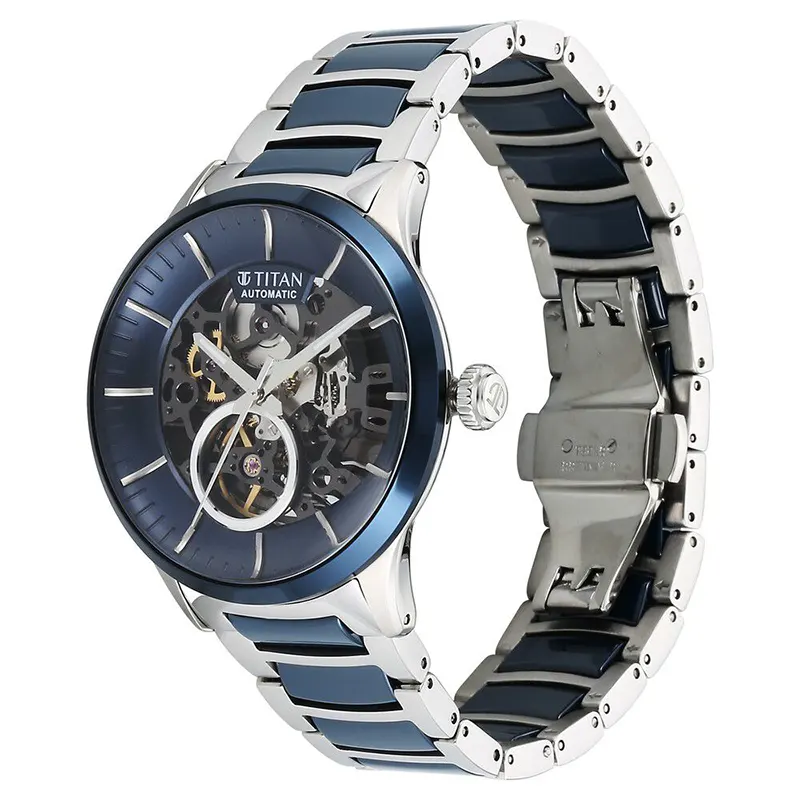 Titan Ceramic Fusion Automatic Blue Dial Men's Watch | 90174KD02