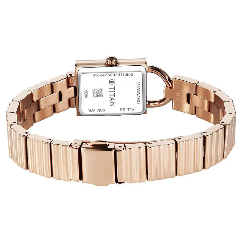 Titan Metro Green Dial Rose Gold-Tone Ladies Watch | 95303WM01