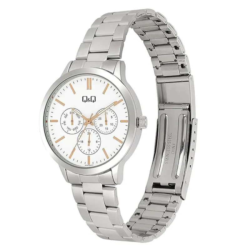 Q&Q A04A-001PY White Dial Silver-tone Ladies Watch