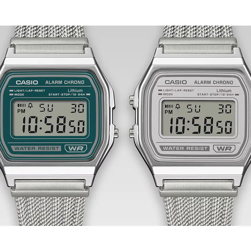 Casio Classic A158WEM-7 Vintage Digital Dial Mesh Band Watch