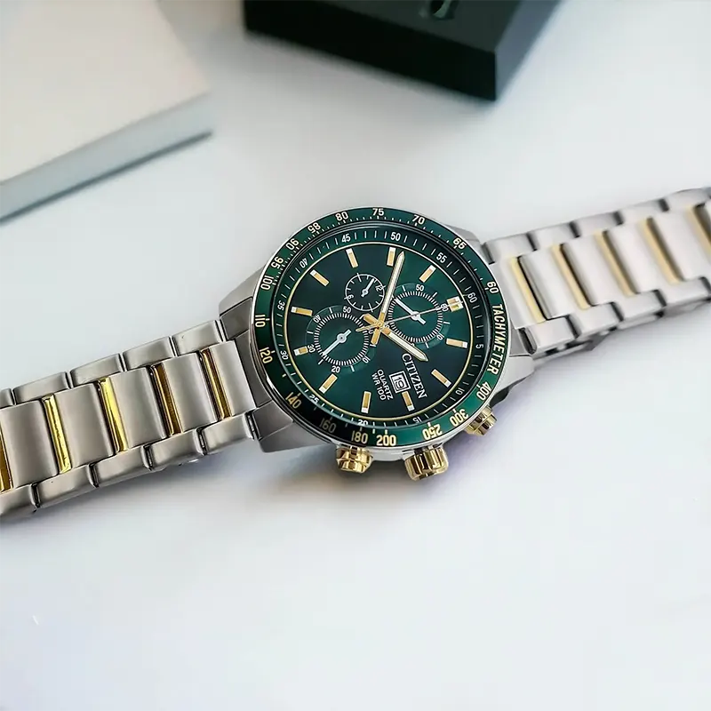 Citizen Chronograph Green Dial Two-Tone Men's Watch | AN3689-55X