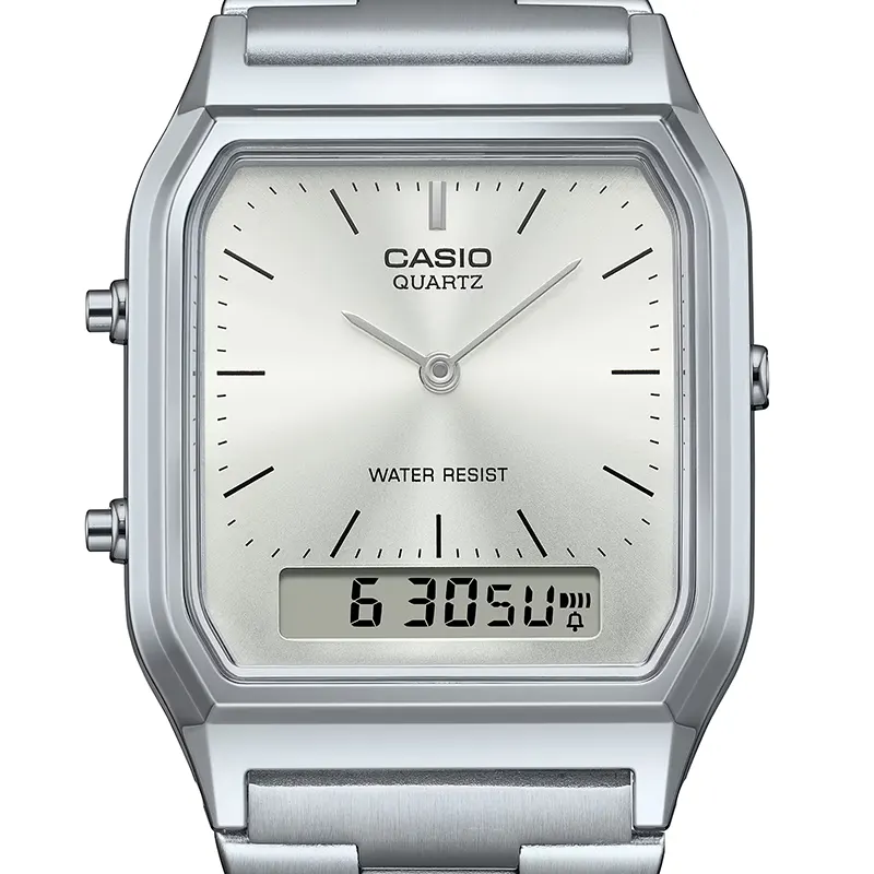 Casio Vintage AQ-230A-7AMQY Dual Time Silver Dial Watch
