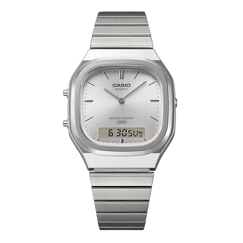 Casio Vintage Retro-Modern Dual Time Silver Dial Watch | AQ-240E-7A