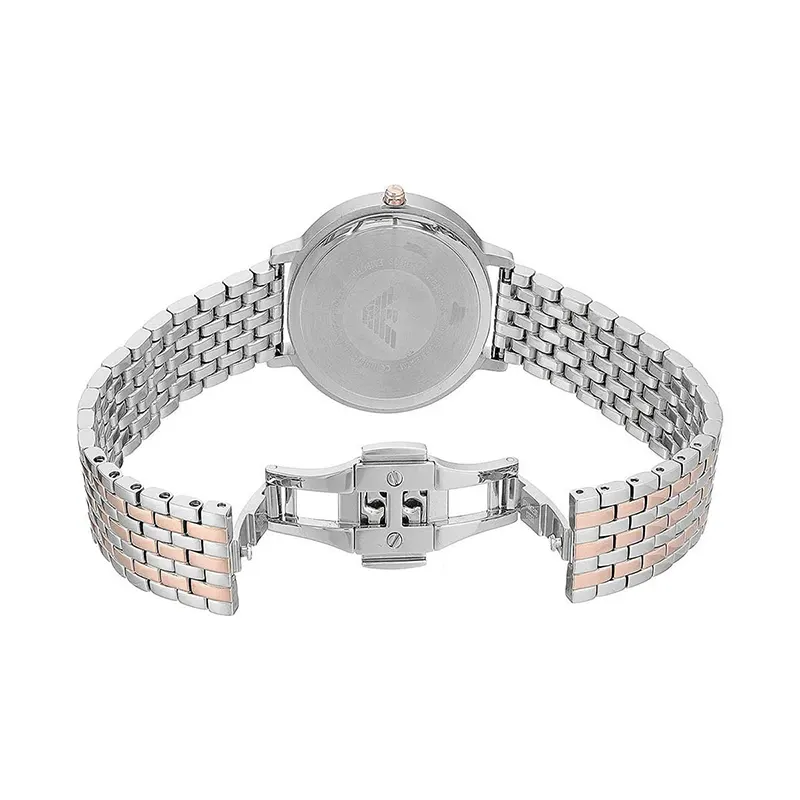 Emporio Armani Silver Floral Motif Dial Two-tone Ladies Watch | AR11113