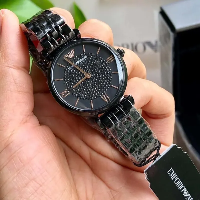Emporio Armani Gianni T-Bar Black Crystal Dial Ladies Watch | AR11245