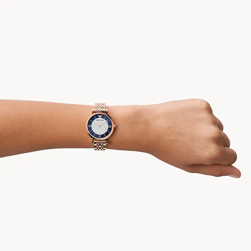 Emporio Armani Blue (Crystal Pave Center) Dial Ladies Watch | AR11423