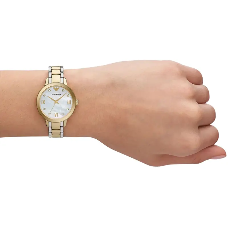 Emporio Armani Cleo MOP Dial Two-Tone Ladies Watch | AR11513