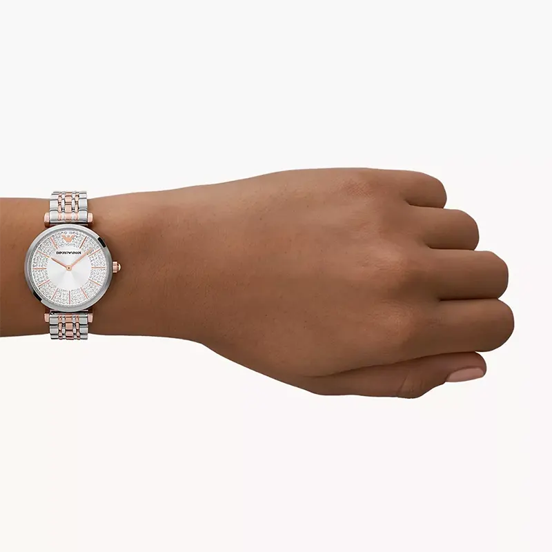 Emporio Armani Silver Dial Two-tone Ladies Watch | AR11537
