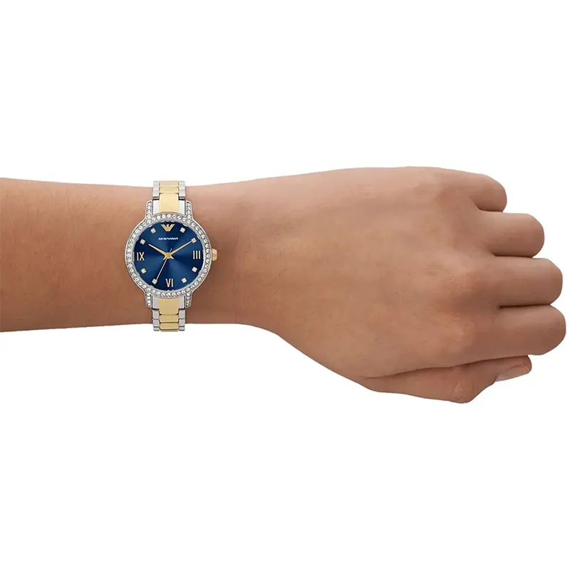 Emporio Armani Cleo Blue Dial Two-Tone Ladies Watch | AR11576