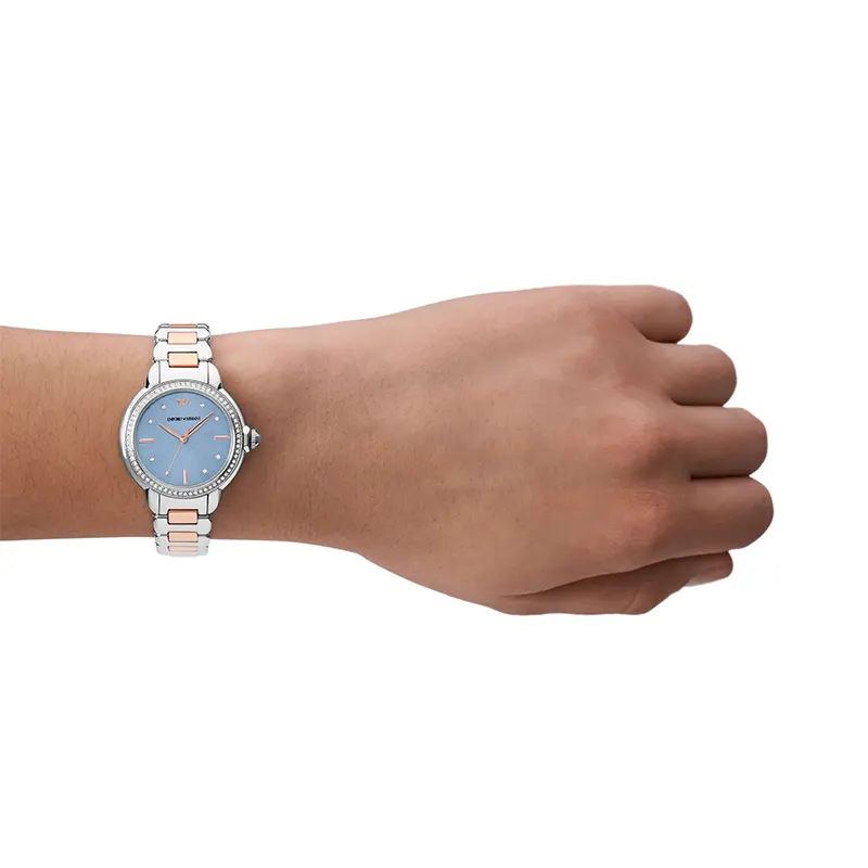 Emporio Armani Mia Light Blue Dial Two-Tone Ladies Watch | AR11597