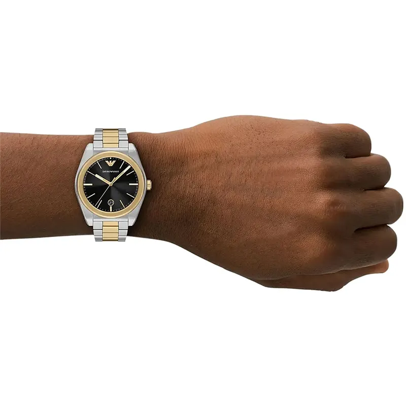Emporio Armani Federico Black Dial Two-Tone Men's Watch | AR11715