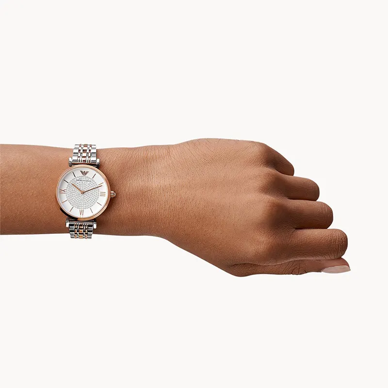 Emporio Armani White Dial Two-tone Ladies Watch | AR1926