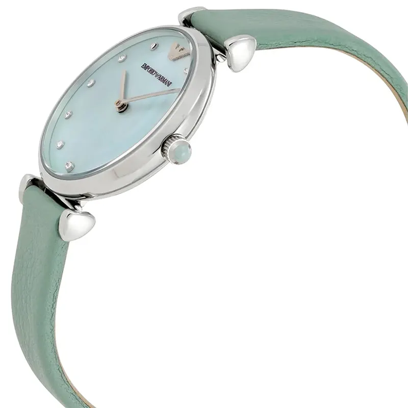 Emporio Armani Gianni T-Bar Green Mother Of Pearl Dial Ladies Watch | AR1959