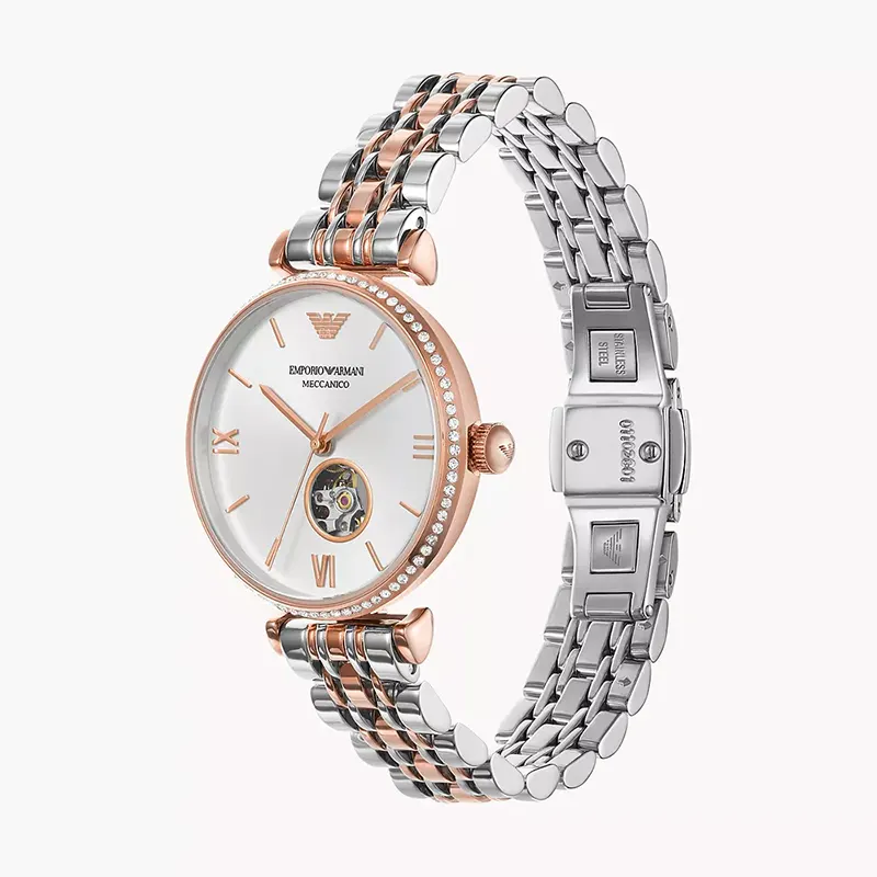 Emporio Armani Automatic Crystal Silver Dial Ladies Watch | AR60019