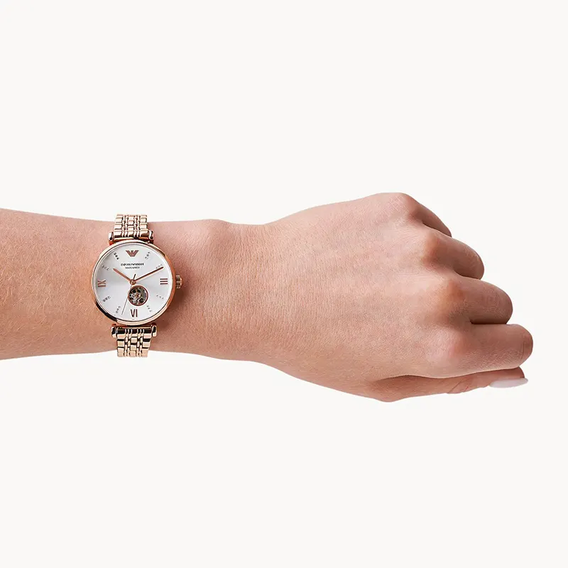 Emporio Armani Automatic Crystal Silver Dial Ladies Watch | AR60023