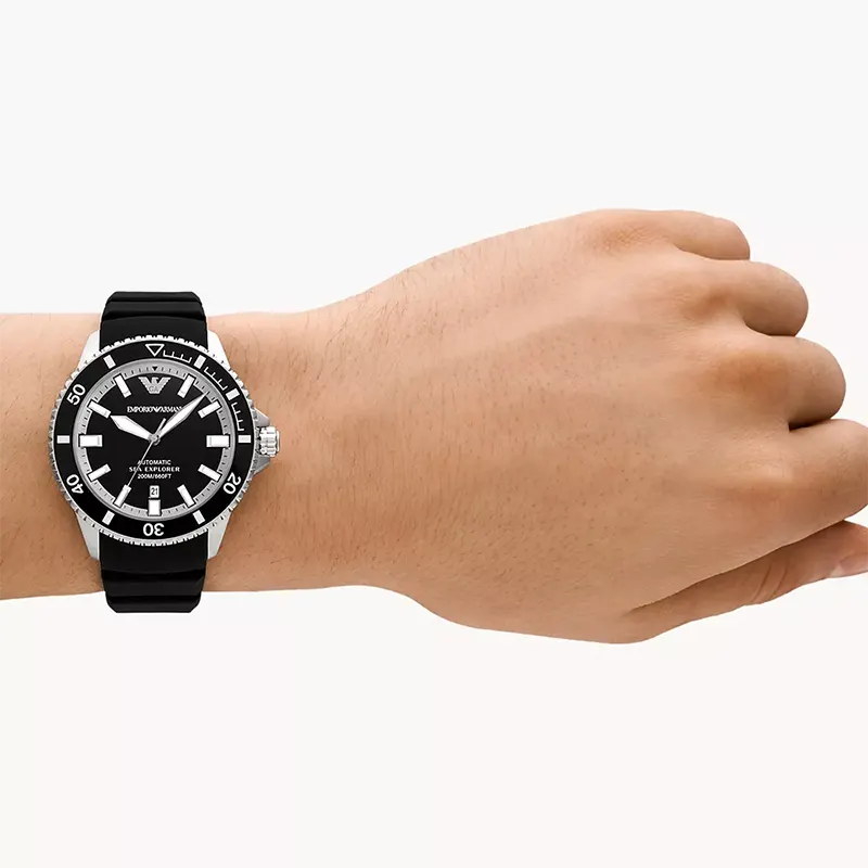 Emporio Armani Sea Explorer Automatic Black Dial Men's Watch | AR60078