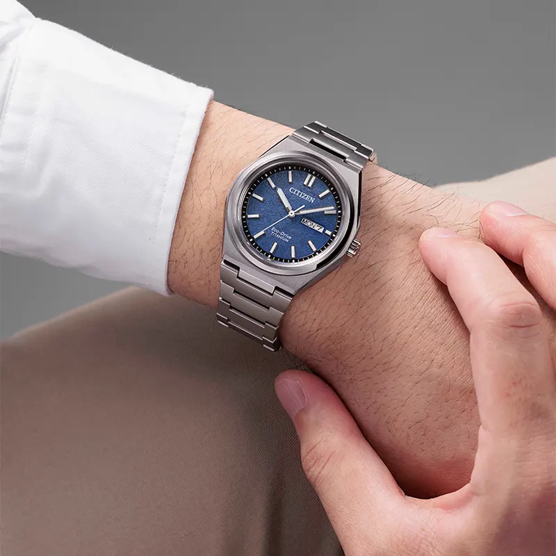 Citizen Zenshin Eco-Drive Blue Dial Super Titanium Men’s Watch | AW0130-85L