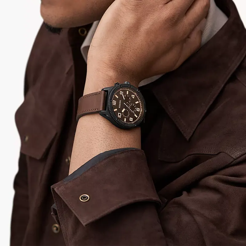 Fossil Brox Multifunction Dark Brown Leather Men's Watch | BQ2802