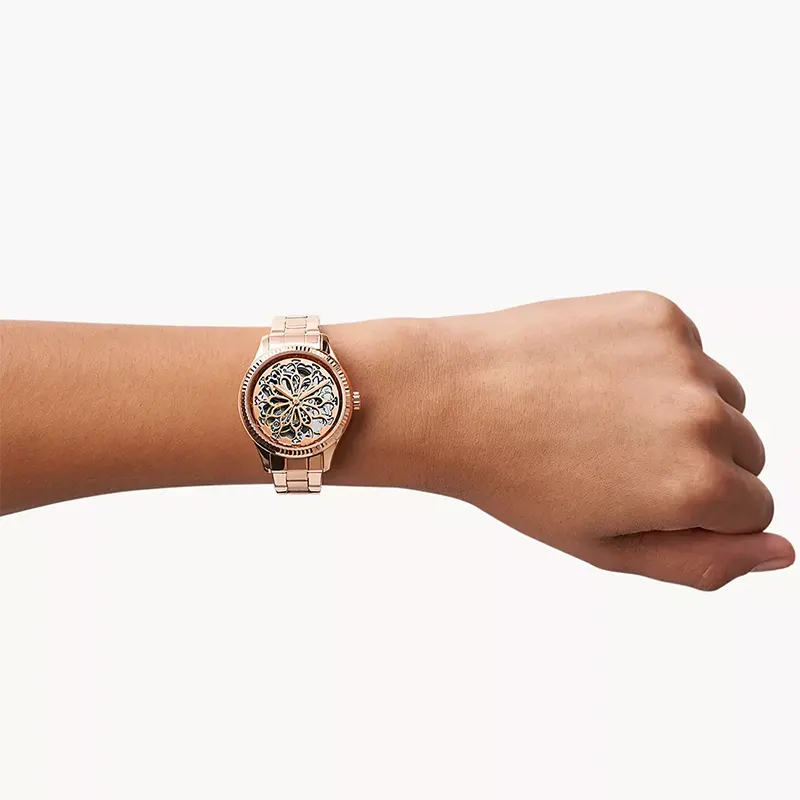 Fossil Rye Automatic Rose Gold-tone Ladies Watch | BQ3754