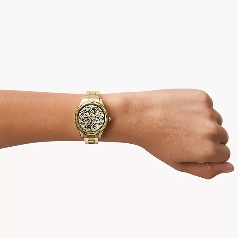 Fossil Rye Automatic Gold-tone Ladies Watch | BQ3755