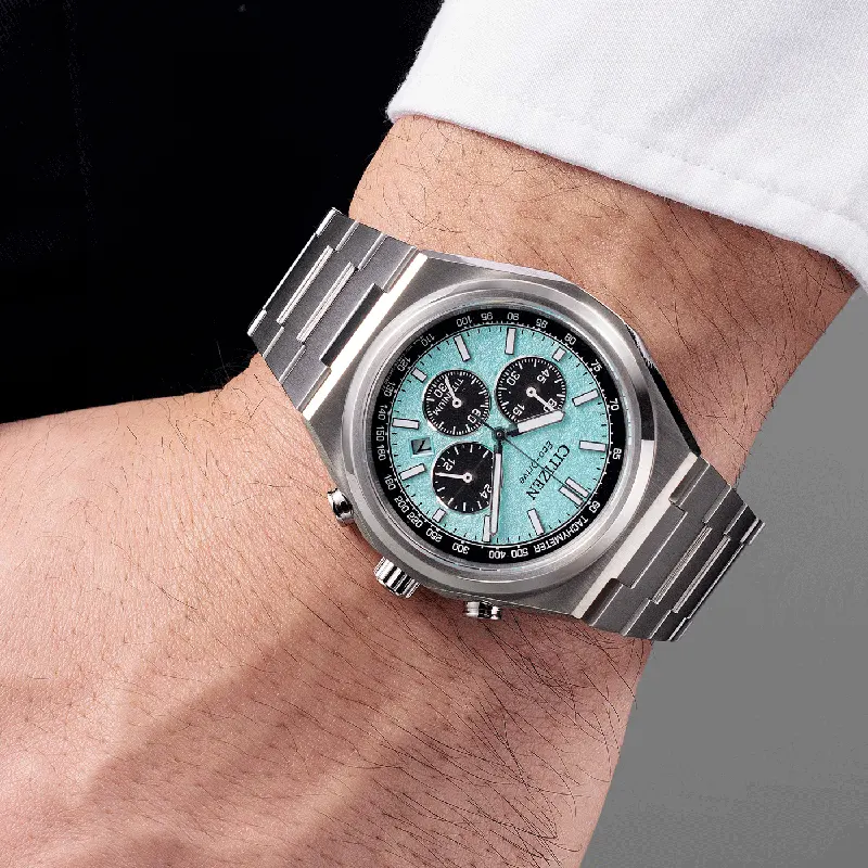 Citizen Zenshin Chrono Tiffany Blue Dial Super Titanium Men’s Watch | CA4610-85M